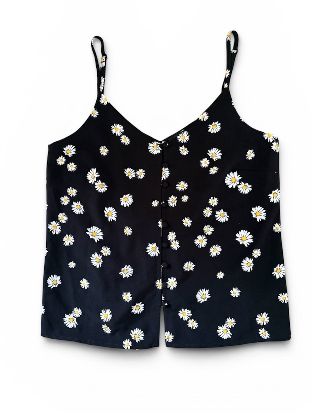 SANCTUARY - Daisy Button Front Black Tank Top Blouse Sz Small